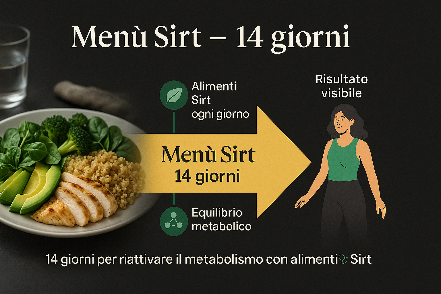 Schema semplificato del Menù Sirt: alimentazione guidata, metabolismo e benessere